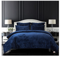 Sunshine Nicole Distressed Velvet Comforter Set, Distressed Velvet Face and Brushed Solid Microfiber Reverse, with Light Weight Soft Poly Fill, 5 Pieces Navy, King