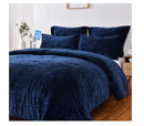 Sunshine Nicole Distressed Velvet Comforter Set, Distressed Velvet Face and Brushed Solid Microfiber Reverse, with Light Weight Soft Poly Fill, 5 Pieces Navy, King