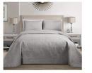 Fancy Collection 3pc King/California King Embossed Oversized Coverlet Bedspread Set Solid Silver New