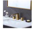 Ufaucet Modern Commercial 2 Handle 3 Hole Widespread Brushed Gold Waterfall Bathroom Faucet,8 inch Bathroom Vanity Sink Faucet with Hoses