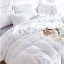 EHEYCIGA Faux Fur Duvet Cover, Ultra Soft Shaggy Fluffy Comforter Cover with Luxury Velvet on Reverse Zipper Closure 1PC (1 Duvet Cover, White, King)