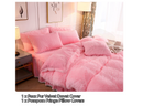 LIFEREVO Luxury Plush Shaggy Duvet Cover Set (1 Faux Fur Duvet Cover + 1 Pompoms Fringe Pillow Sham) Solid, Zipper Closure (Twin, Pink)