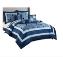 6-Piece Contemporary Bed Set With 3 Decorator Pillows Pastora-Blue King