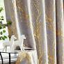 FMFUNCTEX Foil Gold Branch Grey Blackout Window Curtains for Bedroom Living Room 96inch Long Modern Metallic Print Thermal Curtain Drapes Grommet Top 2Panels