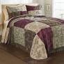 Heritage Patchwork Chenille Bedspread Jewel/Ivory/Burgundy/Sage/Brown King