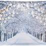 Funnytree 10x8FT Durable Fabric Glitter Winter Forest Photography Backdrop Sparkle Snow Natural Scenery Landscape Tree Path Party Banner Photo Backgound Decor Photo Booth