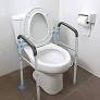 OasisSpace Stand Alone Toilet Safety Rail - Heavy Duty Medical Toilet Safety Frame for Elderly, Handicap and Disabled - Adjustable Bathroom Toilet Handrails, Width Adjustable Design, Fit Any Toilet