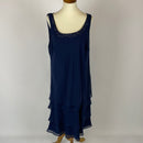 S.L. Fashions Women's Embellished Tiered Jacket Dress (Petite and Regular), Navy, 14