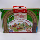 Melissa & Doug 17-Piece Wooden Take-Along Tabletop Farm, 4 Farm Vehicles, Play Pieces, Barn, Grain House
