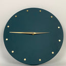 Bernhard Products Decorative Modern Wall Clock Silent Non Ticking 12 Inch All Metal Dark Teal, No Numbers Minimalist Decor, Green/Blue