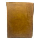 Handmade Crazy-Horse Leather 3 Ring Binder Portfolio Padfolio Folder with Zipper for Men and Women,Work Portfolio with Notepad for Meeting and Travel (Non-Custom, Brown)