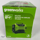 Greenworks 24V Portable Air Compressor - Cordless Tire Inflator, MAX 160 PSI, 2 Power Sources, Auto Shut Off, for Car, Bicycle, Motocycle, Air Boat, Inflatables, Tool-Only