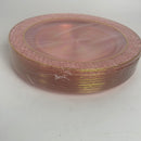 Nervure 175PCS Pink with Gold Rim Disposable Plastic Plates Set: 25 Dinner Plates,25 Dessert Plates, 25 Forks,25 Knives, 25 Spoons, 25 Cups,25 Napkins & Mother's Day