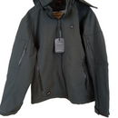 DEWBU Soft Shell Heated Jacket with Battery Pack and Detachable Hood Outdoor Electric Heating Coat, Grey, M