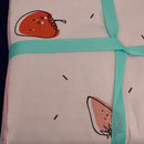 FenDie Girl Bed Queen Duvet Cover Set, Soft Cotton Bedding Cover Set Reversible Style , Strawberry Printed Duvet Cover White Peach with 2 Pillow Cases, Skin-Friendly, Comfy
