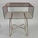 mDesign Modern Industrial Side Table with Storage Shelf, 2-Tier Metal Minimal End Table, Metallic Caged Grid - Accent Furniture for Living Room, Bedroom, Office, Dorm, Concerto Collection, Rose Gold