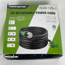RV Detachable Power Cord 50A 25FT with Polarity LED Indicator, 14-50P Male to SS2-50R Locking Female, Come with Storage Bag and Plastic Strap, Suit for RV, Trailer, Campers