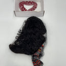 Beauty Forever Headband Human Hair Wig Water Wave Glueless Human Hair Wigs With Pre-attached Scarf Non Lace Front Wigs for women Natural Color 150% Density 24 Inch