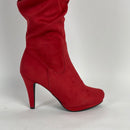 DREAM PAIRS Women's Red Thigh High Chunky Heel Platform Over The Knee Boots Size 8.5 M US Sarah-hi