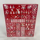 Juegoal Red Advent Calendar with 24 Drawers Countdown to Christmas, Refillable Wooden Advent, 15 Inches Tall