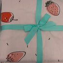 FenDie Girl Bed Queen Duvet Cover Set, Soft Cotton Bedding Cover Set Reversible Style , Strawberry Printed Duvet Cover White Peach with 2 Pillow Cases, Skin-Friendly, Comfy