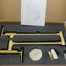 Havin Pot Filler,Pot Filler Faucet Wall Mount,Brass Material,with Double Joint Swing Arms,with Two cartridges to Control Water Style A (Gold)
