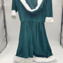 Women Sexy Nightwear Christmas Hooded Dress Long Sleeve V-Neck Plush Decoration Layered Mash Hem Lingerie (Green,M)