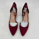 LAICIGO Women's Pointed Toe Pumps Ankle Strap Buckle Chunky Block Heel D'orsay Slippers Dress, 1-wine Red, 7.5