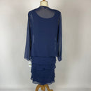 S.L. Fashions Women's Embellished Tiered Jacket Dress (Petite and Regular), Navy, 14