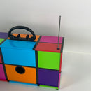 Wireless Express - Mini Boombox with LED Speakers â€“ Retro Bluetooth Speaker w/Enhanced FM Radio - Perfect for Home and Outdoor (Retro Multi)
