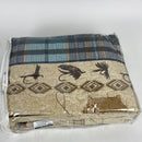 River Fly Fishing Themed Rustic Cabin Lodge Quilt Stitched Bedspread Bedding Set with Fishing Rods Lure with Southwestern Tartan Check Plaid Tweed Patterns Blue Brown - River Lodge (Full / Queen)