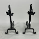 Minuteman International Maple Leaf Wrought Iron Fireplace andirons, Black