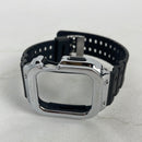 amBand Bands Case Compatible with Apple Watch 44mm, Moving Fortress Rugged Metal Bumper Men and Women Tactical TPU Military Strap Protective Cover Compatible for iWatch 44 mm Series SE/6/5/4 Silver