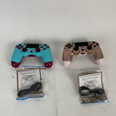 YU33 2 Pack Wireless PS4 Controller for Playstation 4,Pa4 Remote Control Joystick with Charging Cable/TouchPad/1000 mAh Battery for Kids/Girls (Berry Blue/Rose Gold, New Cheap Mando/Manette