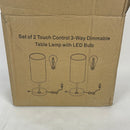 Set of 2 Touch Control Table Lamps with 2 USB Ports & AC Outlet, 3-Way Dimmable Bedside Nightstand Lamps for Living Room Nursery Office Bedroom, E26 800 Lumens 5000K Daylight Bulbs Included