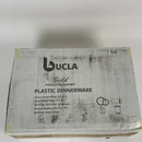 BUCLA 350PCS Gold Plastic Plates with Disposable Plastic Silverware&Hand Napkins, Gold Plastic Dinnerware Lace Design include 100 Plates,50 Forks, 50 Knives, 50 Spoons,50 Cups,50 Disposable Napkins