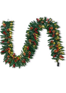 Joiedomi 9Ft Artificial Christmas Garland Prelit with 100 LED Lights, 27 Pine Cones, 27 Red Berries for Home & Office Christmas Decorations (Battery Powered, Batteries not Included)