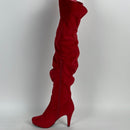 DREAM PAIRS Women's Red Thigh High Chunky Heel Platform Over The Knee Boots Size 8.5 M US Sarah-hi