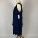 S.L. Fashions Women's Embellished Tiered Jacket Dress (Petite and Regular), Navy, 14
