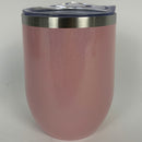COKTIK 16 Pack 12oz Wine Tumbler with Lid and Straw, Tritter Wall Vacuum Insulated Wine Glass Vacuum Coffee Mug Stemless Cup for Coffee, Wine, Cocktails, Ice Cream(Glitter Pink, 16 PACK)