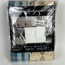 River Fly Fishing Themed Rustic Cabin Lodge Quilt Stitched Bedspread Bedding Set with Fishing Rods Lure with Southwestern Tartan Check Plaid Tweed Patterns Blue Brown - River Lodge (Full / Queen)