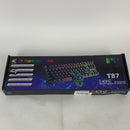 Wireless Gaming Keyboard and Mouse Combo,Rainbow Backlit Rechargeable 3800mAh Battery,87 Keys Mechanical Feel Ergonomic Waterproof Keyboard,RGB Gaming Mute Mouse and Mousepad for PC Gamers (White)
