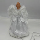 Vickerman Ice Palace Lighted White and Silver Angel Christmas Tree Topper with Clear Lights, 12"