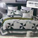 GeeComfy Bedspread Queen/Full Size 100% Cotton Quilt Set 3PCS Geometric Windmill Reversible Patchwork Coverlet Lightweight Bed Cover for Spring Summer