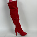 DREAM PAIRS Women's Red Thigh High Chunky Heel Platform Over The Knee Boots Size 8.5 M US Sarah-hi