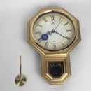 JUSTIME Traditional Schoolhouse Roman Pendulum Wall Clock Chimes Hourly with Westminster Melody Made in Taiwan (PP0266-RG Painted Gold)