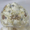 Jackcsale Romantic Wedding Bride Holding Bouquet Roses with Diamond Pearl Ribbon Valentine's Day Bouquet Confession (373 CRM)