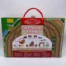 Melissa & Doug 17-Piece Wooden Take-Along Tabletop Farm, 4 Farm Vehicles, Play Pieces, Barn, Grain House