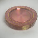 Nervure 175PCS Pink with Gold Rim Disposable Plastic Plates Set: 25 Dinner Plates,25 Dessert Plates, 25 Forks,25 Knives, 25 Spoons, 25 Cups,25 Napkins & Mother's Day
