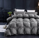 Three Geese Pinch Pleat Goose Feathers Down Comforter King Size Duvet Insert ,750+ Fill Power,1200TC 100%Cotton Fabric,Premium Grey Comforter for All Seasons with 8 Tabs.